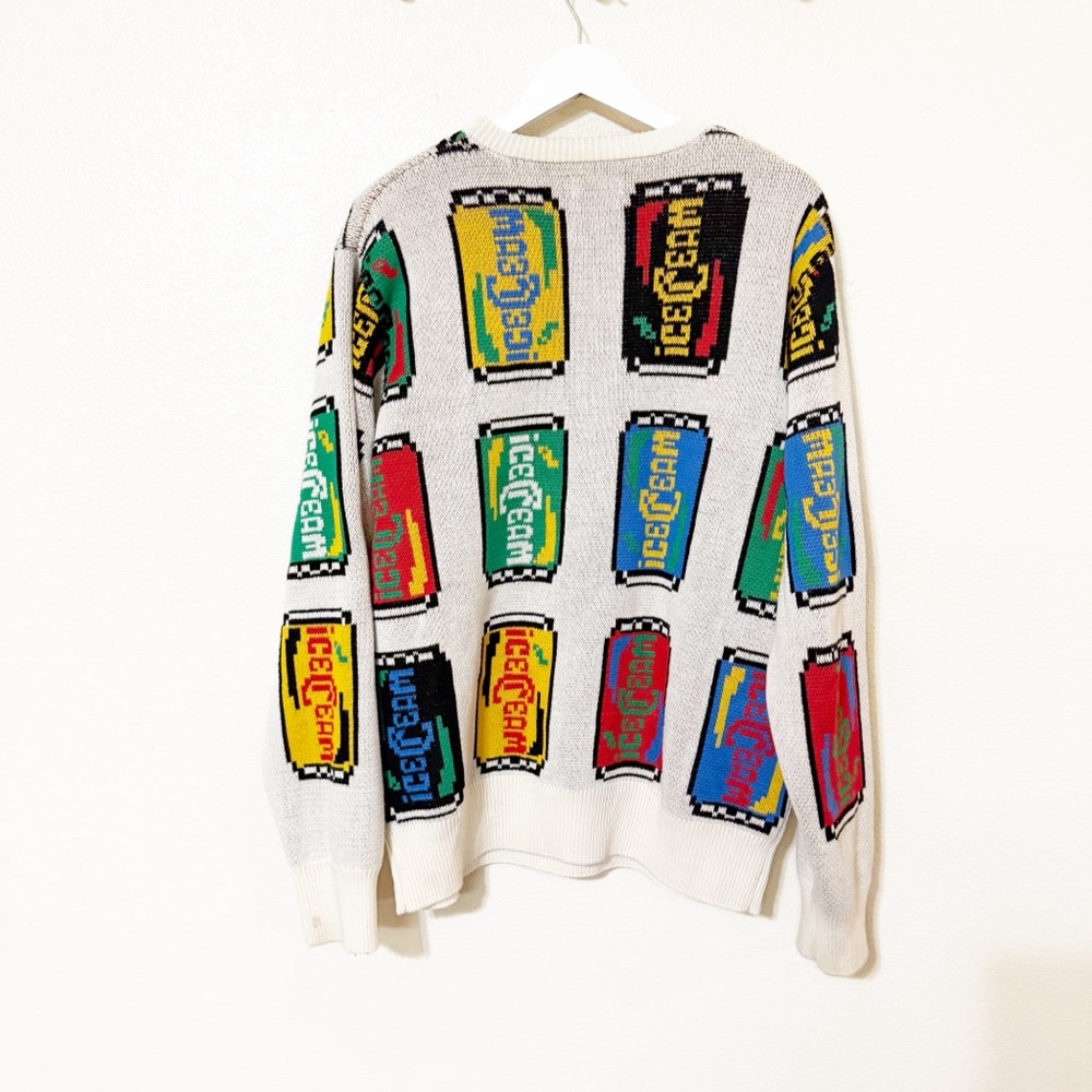 ICECREAM Lemon Lime Jacquard Can Print Graphic Logo Cotton Crewneck Sweater - Picture 9 of 13